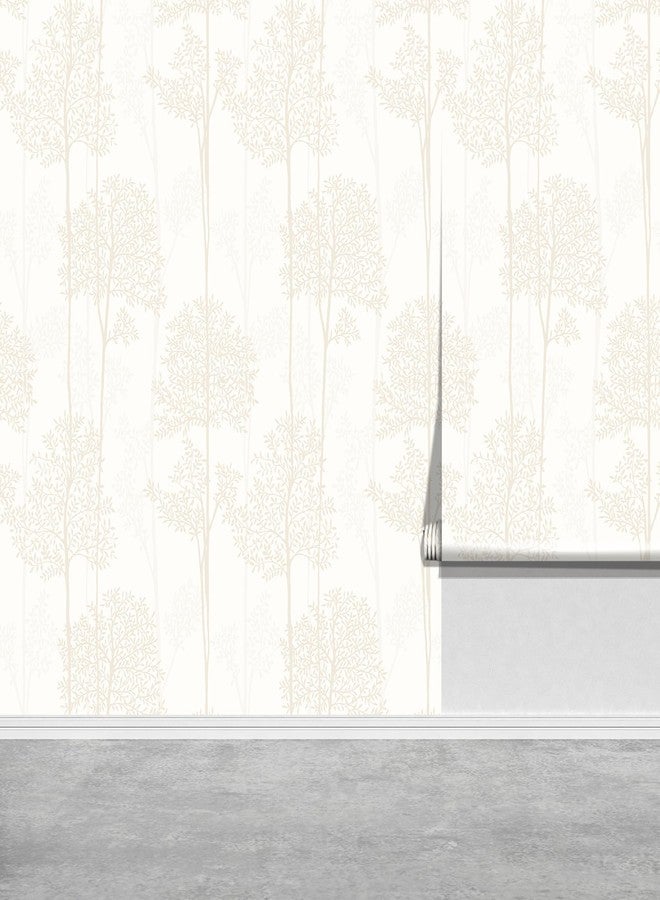 JiffDiff Warm White Self Adhesive Wallpaper with Waterproof, Farmhouse Removable Peel and Stick Wallpaper for Bathroom and Cabinets Decor, Botanical Renter Friendly Contact Paper 17.3" X 400" - Image 1